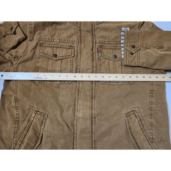 Levi's Washed Cotton Hooded Military Jacket – Men's Size Large Brown - Picture 5 of 8